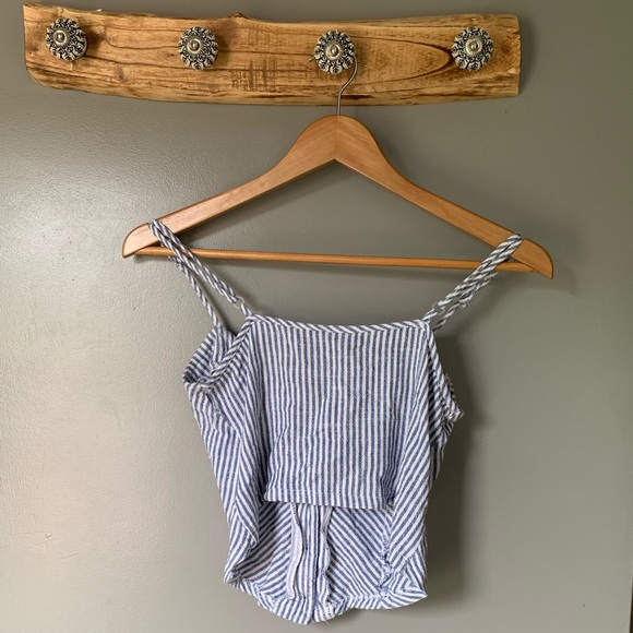 Beachy Pinstripe Button Boho Crop Top - Picture 4 of 4